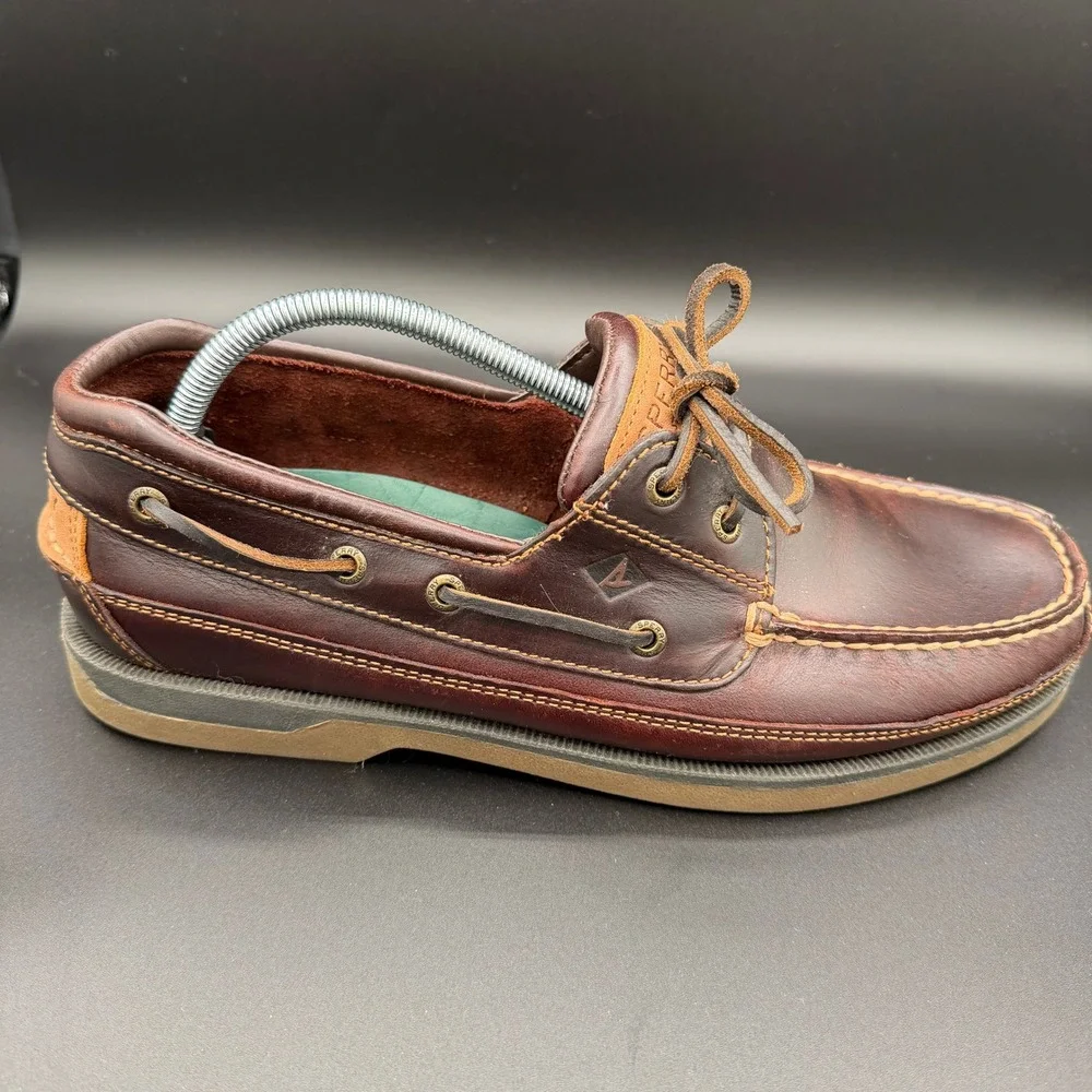 Sperry Mens Mako 2-Eye Canoe Moc Boat Shoes Amaretto Leather 0764027 Size 11